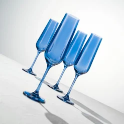 Sheer Blue Flute, Set of 4