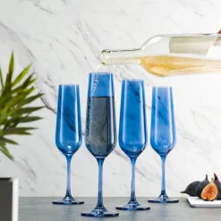Sheer Blue Flute, Set of 4