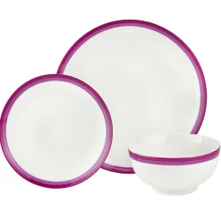 Sheer Burgundy Porcelain 12 Piece Dinnerware Set, Service for 4