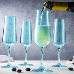 Sheer Light Blue Flute, Set of 4