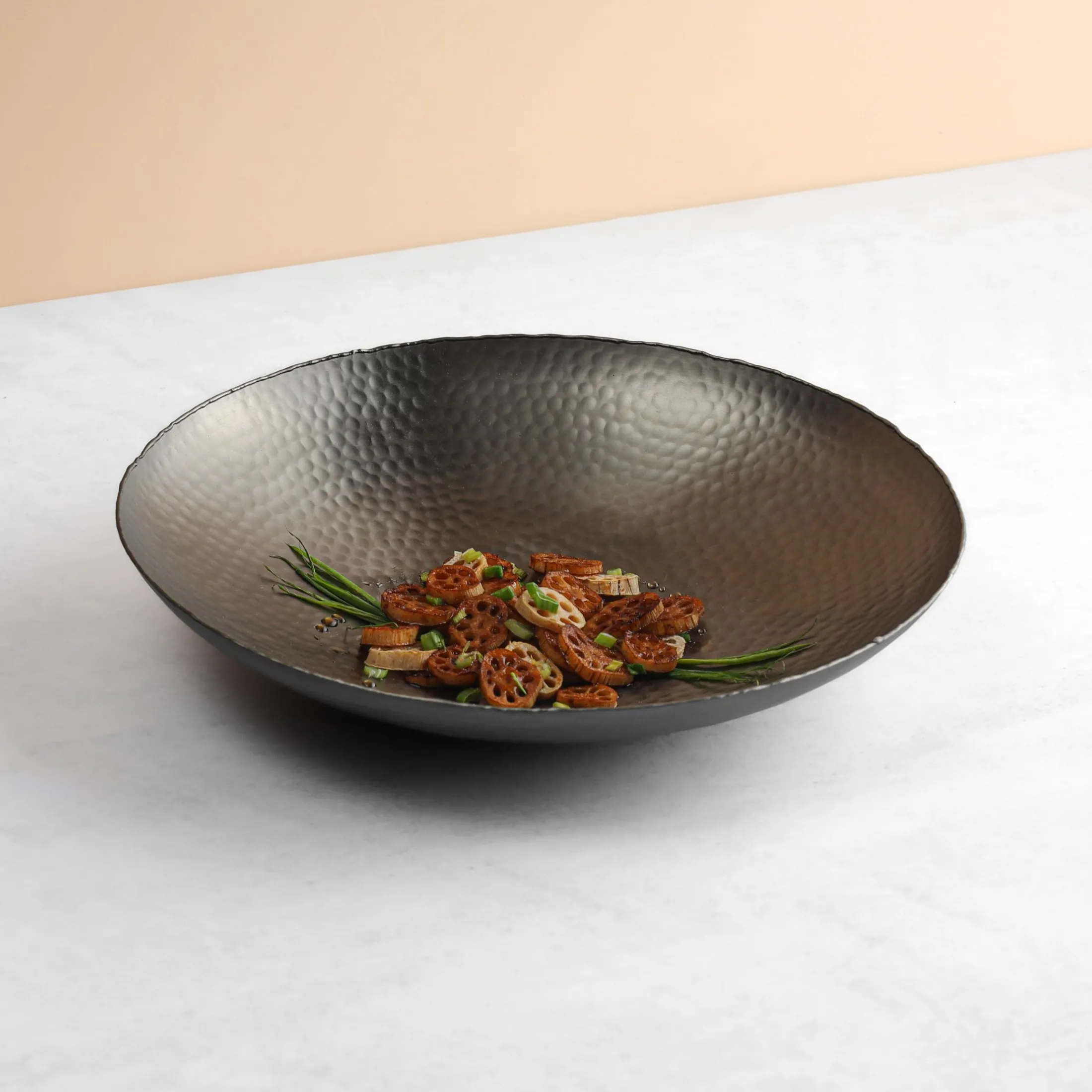 Temari Hammered Gunmetal Round Platter