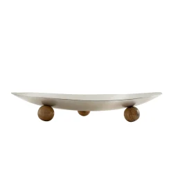 Temari Hammered Silver Small Footed Oval Platter