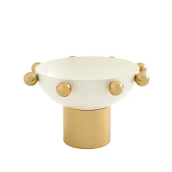 Temari White & Gold Footed Nut Bowl