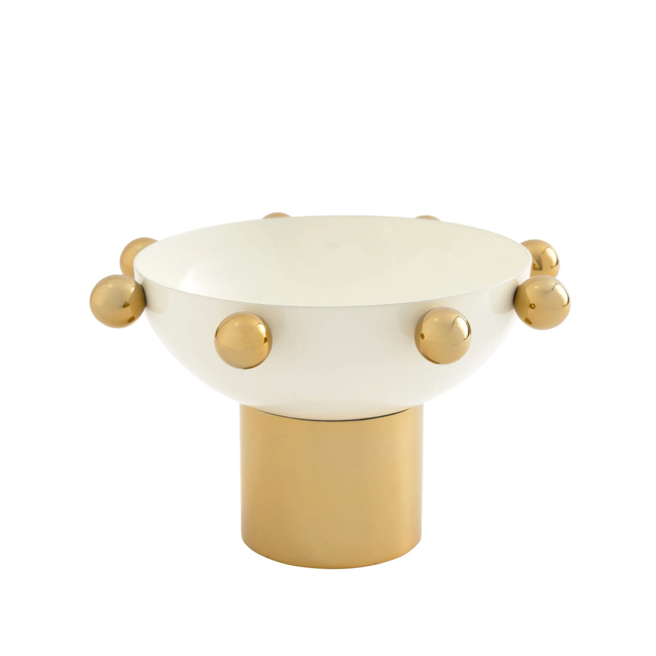 Temari White & Gold Footed Nut Bowl