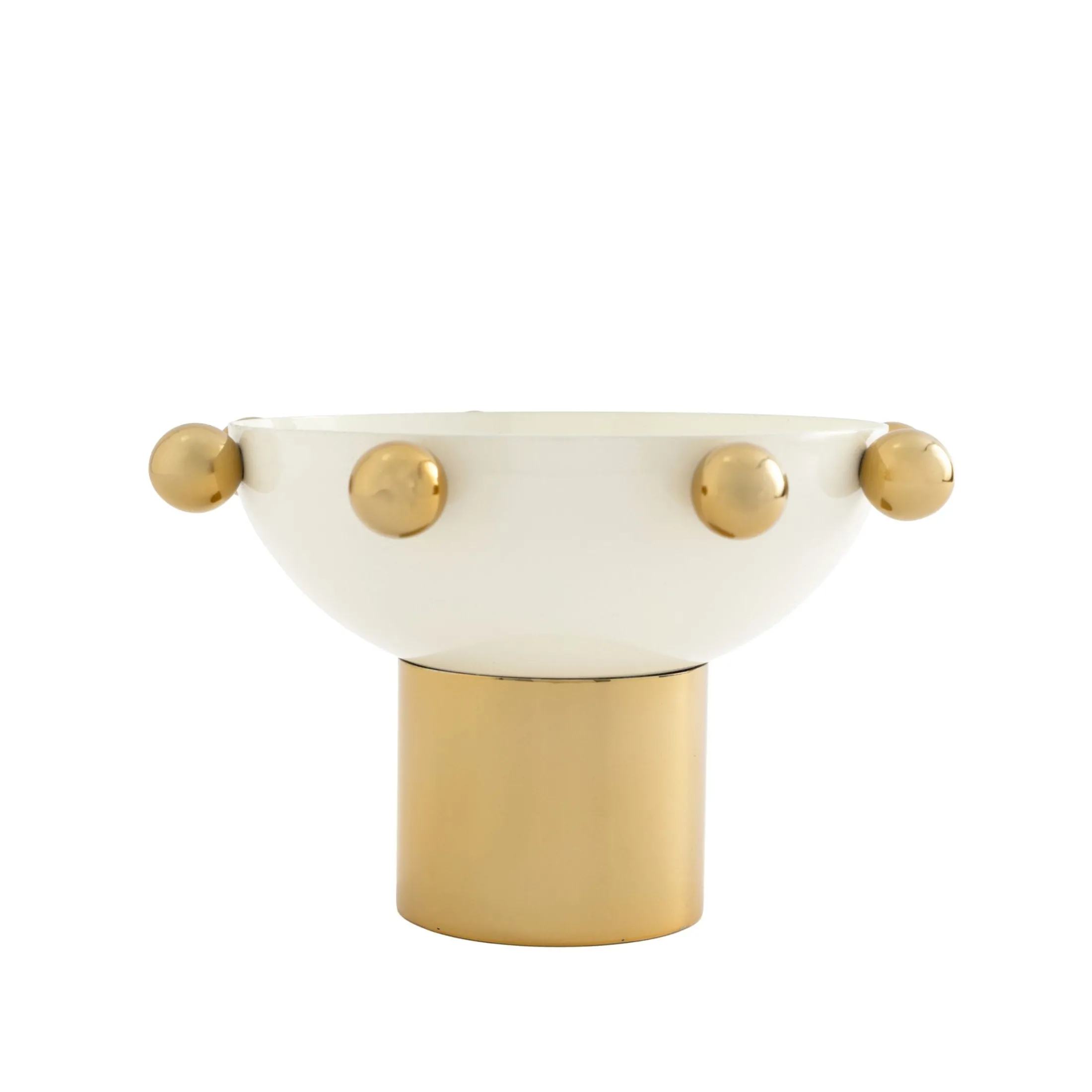 Temari White & Gold Footed Nut Bowl