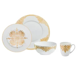 20th Century Baroque Bone China 16 Piece Dinnerware Set, Service for 4