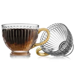 Triumph Gold Handle Oversized Coffee Mug, Set of 2
