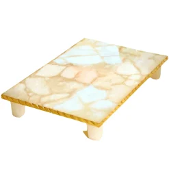 White Quartz Gold Edge Raised Challah Board