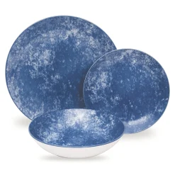 Wingate Blue Porcelain 12 Piece Dinnerware Set, Service For 4